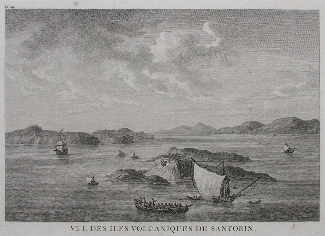 Print - Vue des Isles Volcaniques de Santorin. - Tilliard