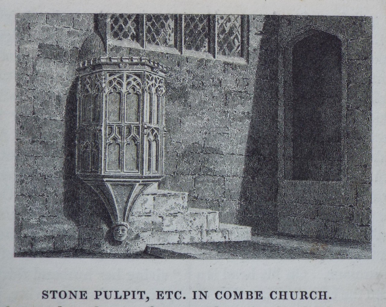 Print - Stone Pulpit, etc. in Combe Church.