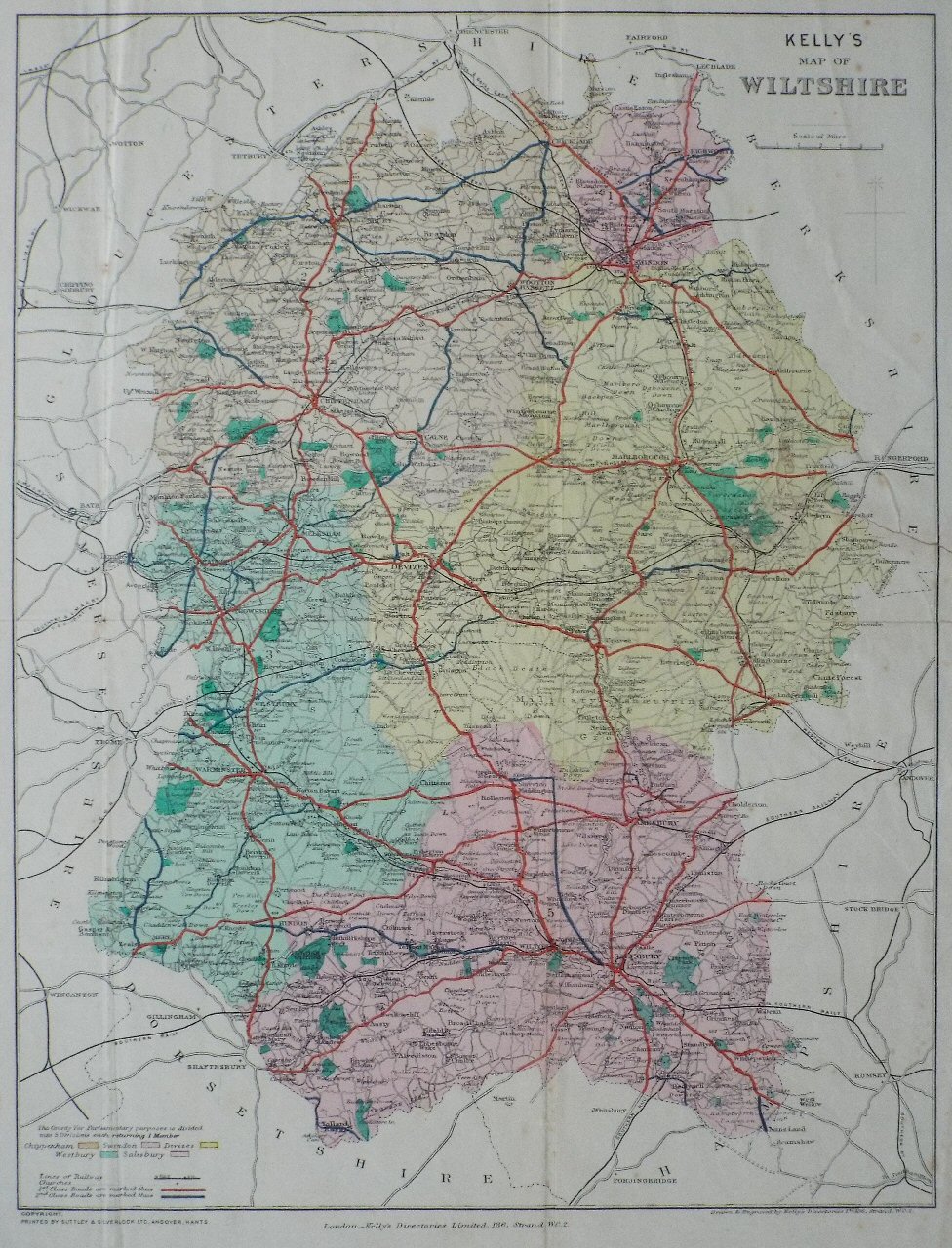 Map of Wiltshire - Kelly