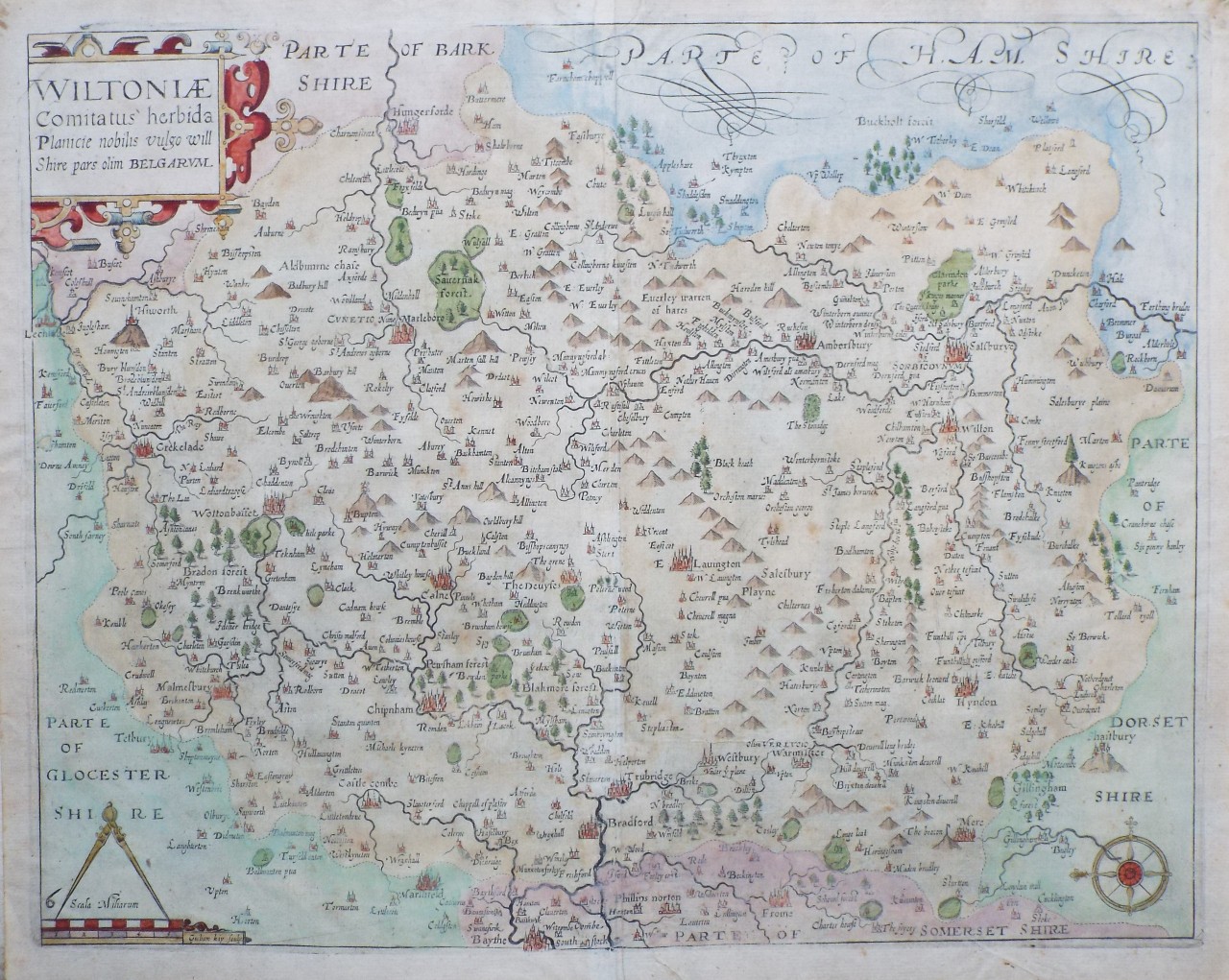 Map of Wiltshire - Saxton-Kip