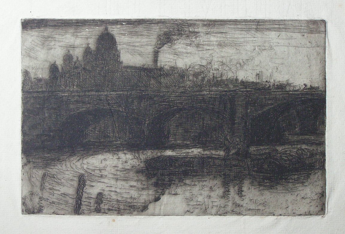 Etching - (St Paul's from the Thames)