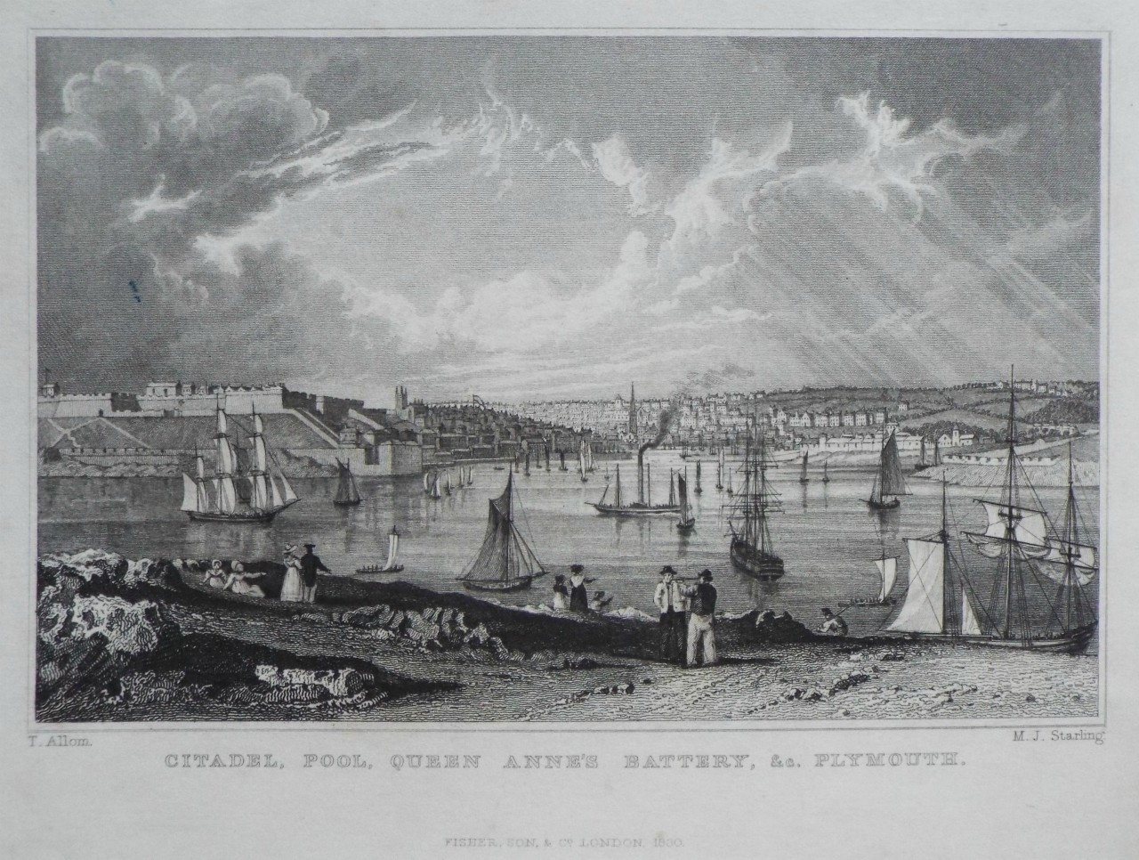 Print - Citadel, Pool, Queen Mary's Battery, &c. Plymouth. - Starling