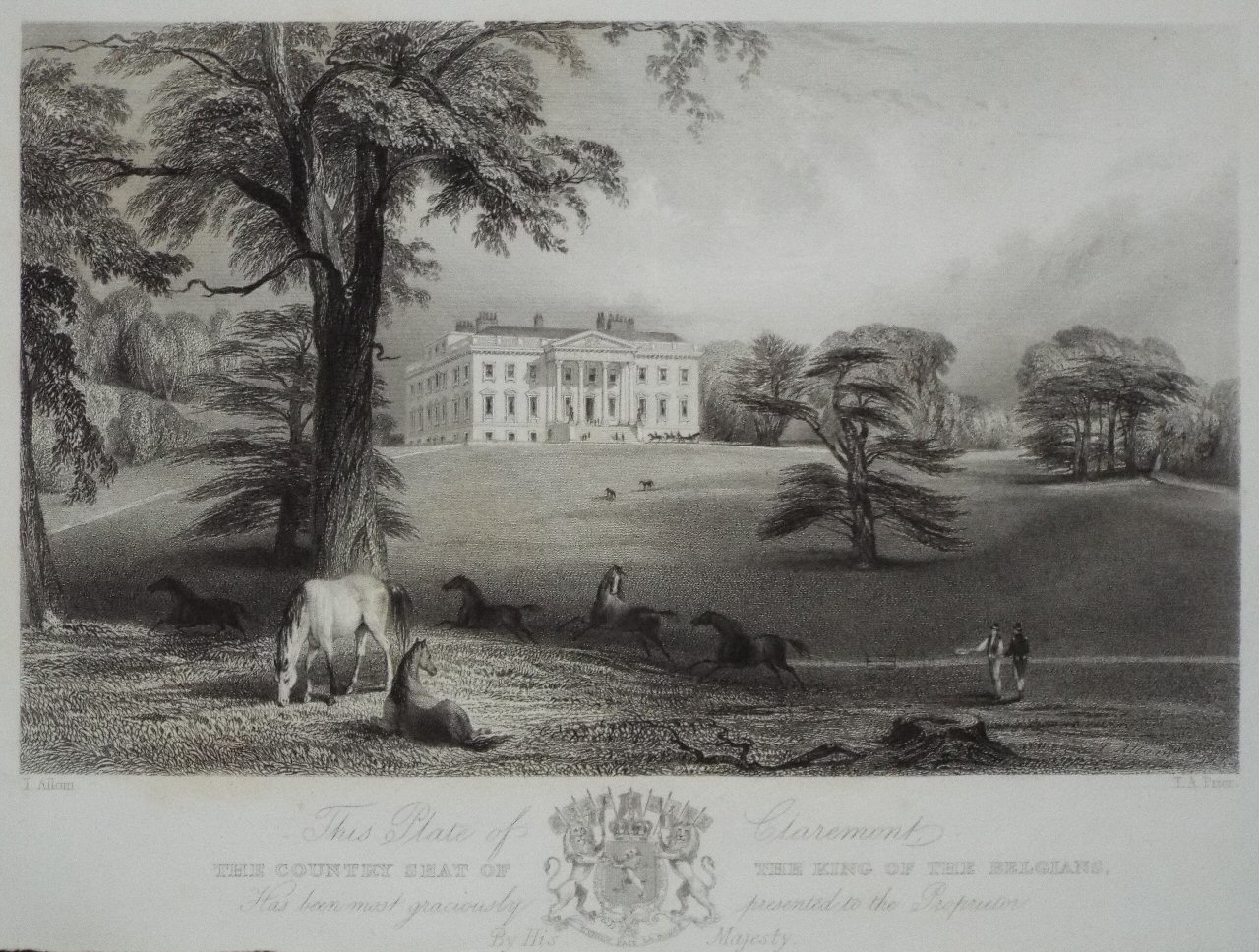 Print - This Plate of Claremont, the Country Seat of the King of the Belgians, Has been most graciously presented to the Proprietor by His Majesty. - Prior