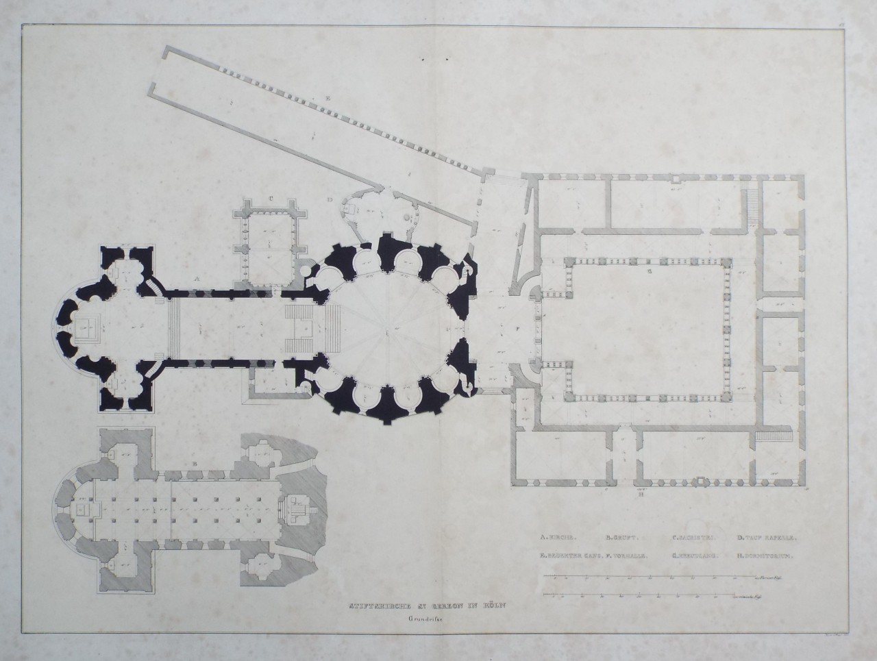 Lithograph - Stiftskirche St. Gereon in Koln Grundrisse.