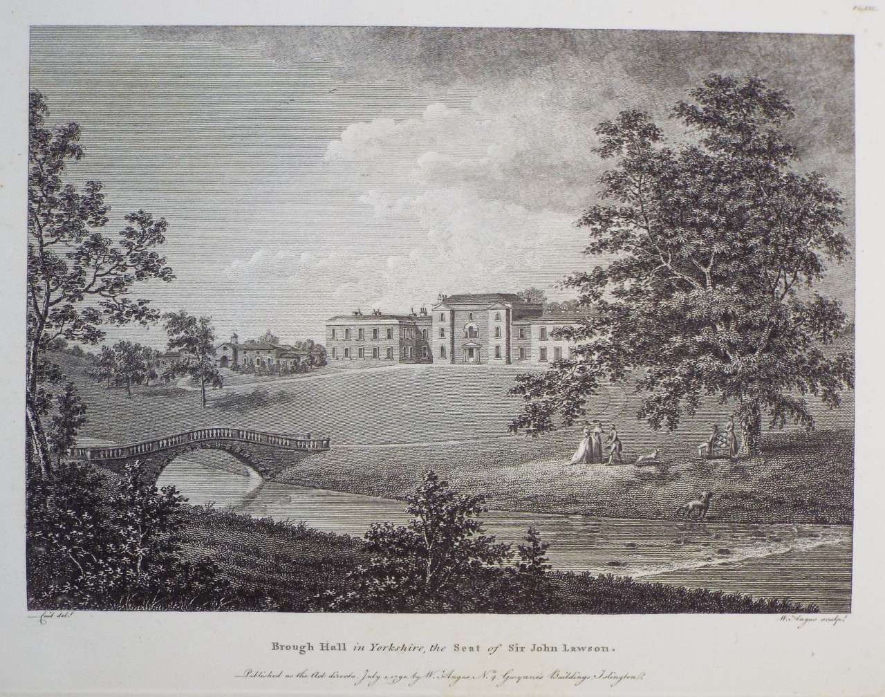 Print - Brough Hall in Yorkshire, the Seat of Sir John Lawson. - Angus