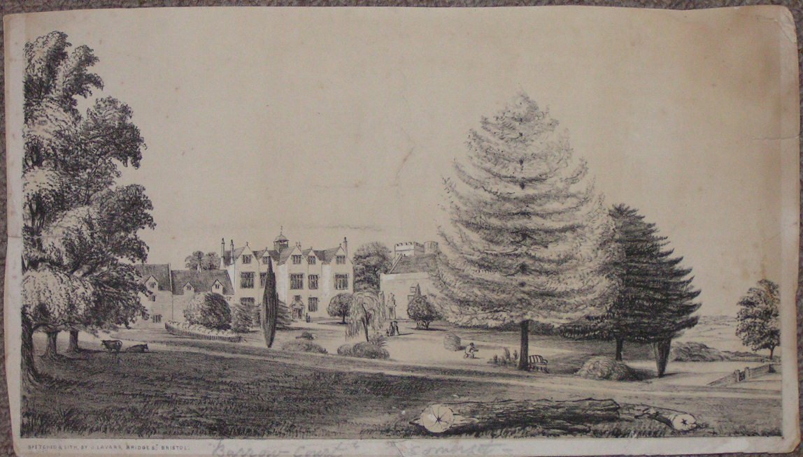 Lithograph - Barrow Court, Somerset - Lavars