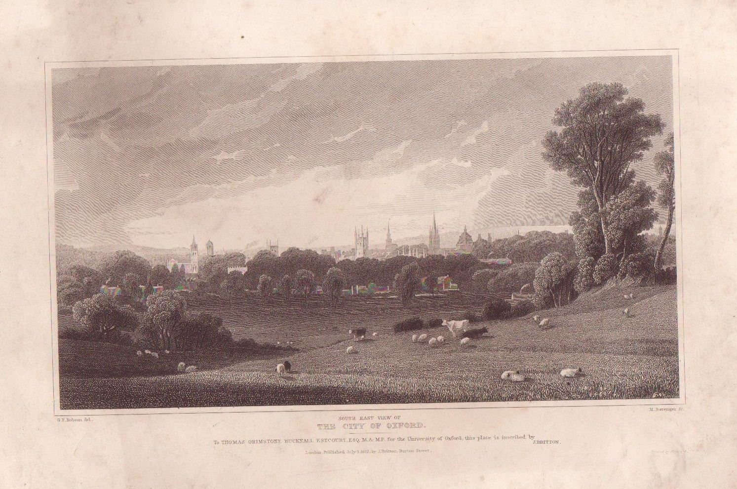 Print - South East View of the City of Oxford. - Barenger