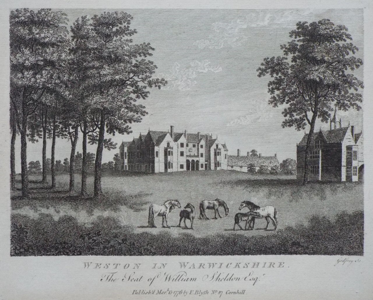 Print - Weston in Warwickshire, The Seat of William Sheldon Esqr. - 