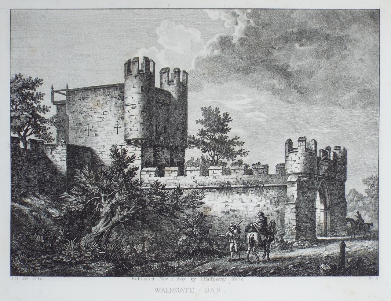 Etching - Walmgate Bar. - Halfpenny