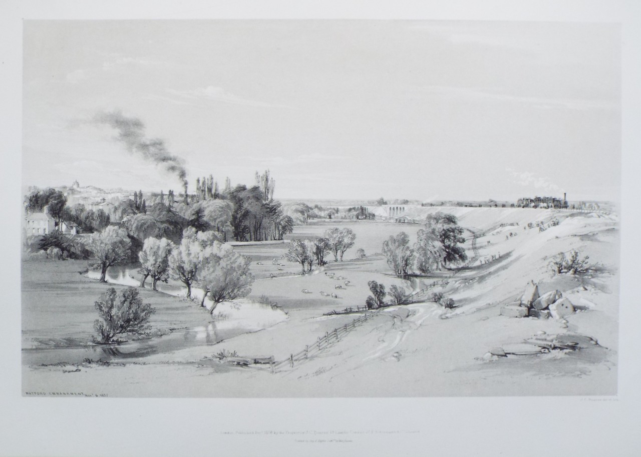 Lithograph - Watford Embankment. Novr. 6. 1837. - Bourne