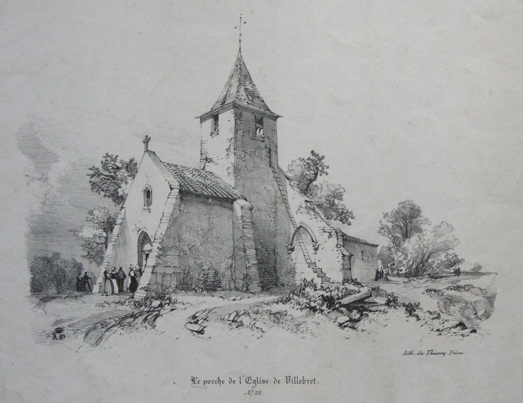 Lithograph - Le Porche de l'Eglise de Villebret. No.22 - Thierry