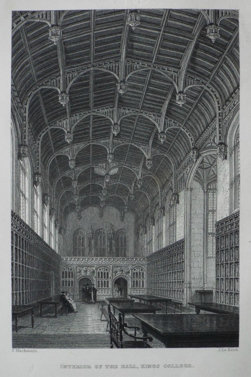 Print - Interior of the Hall, Kings College. - Le