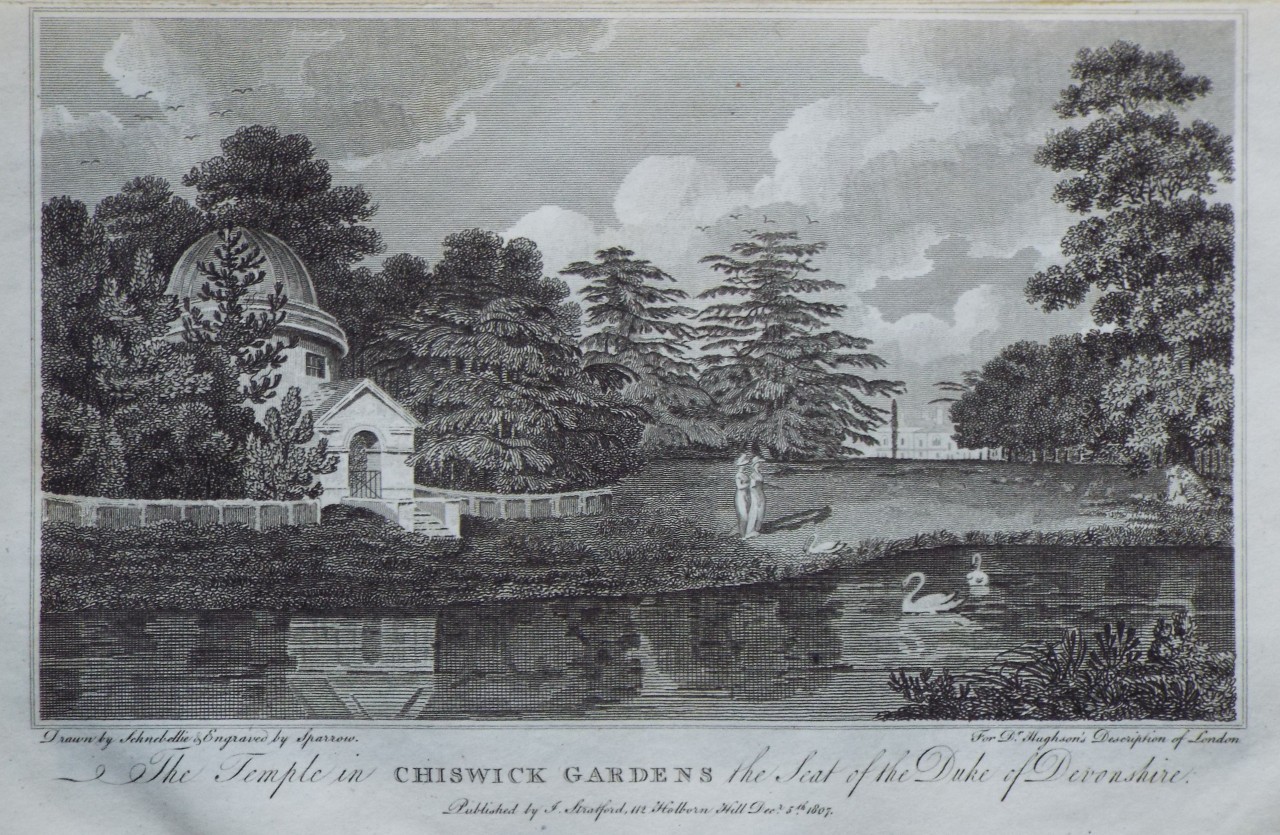 Print - The Temple in Chiswick Gardens, the Seat of the Duke of Devonshire. - 