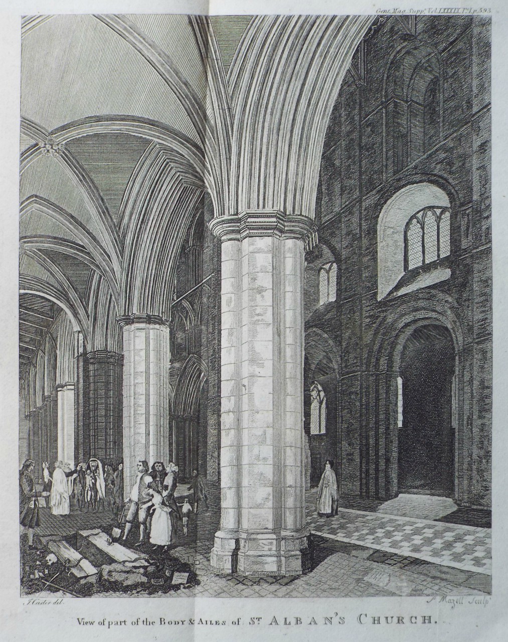 Print - View of part of the Body & Aisles of St. Alban's Church. - Mazell