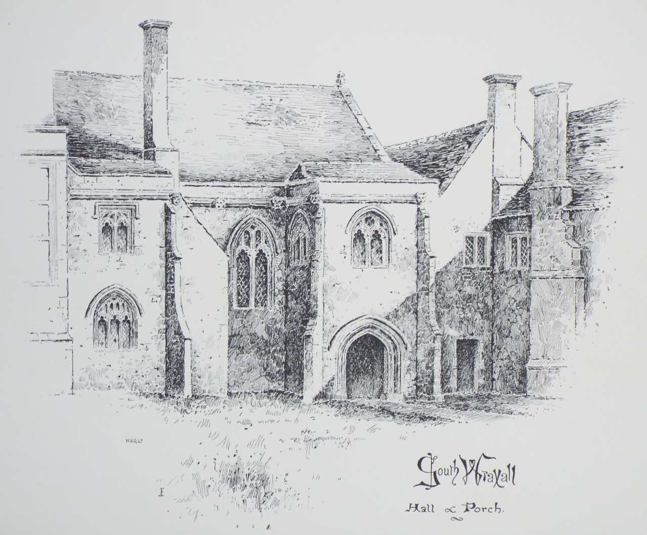 Lithograph - South Wraxhall Hall & Porch