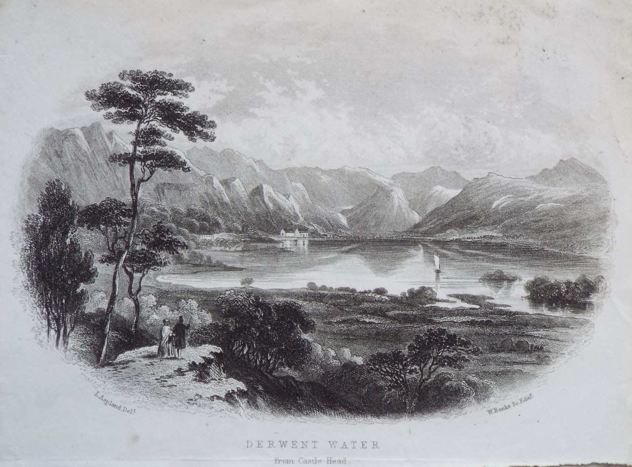 Steel Vignette - Derwent Water from Castle Head. - W.