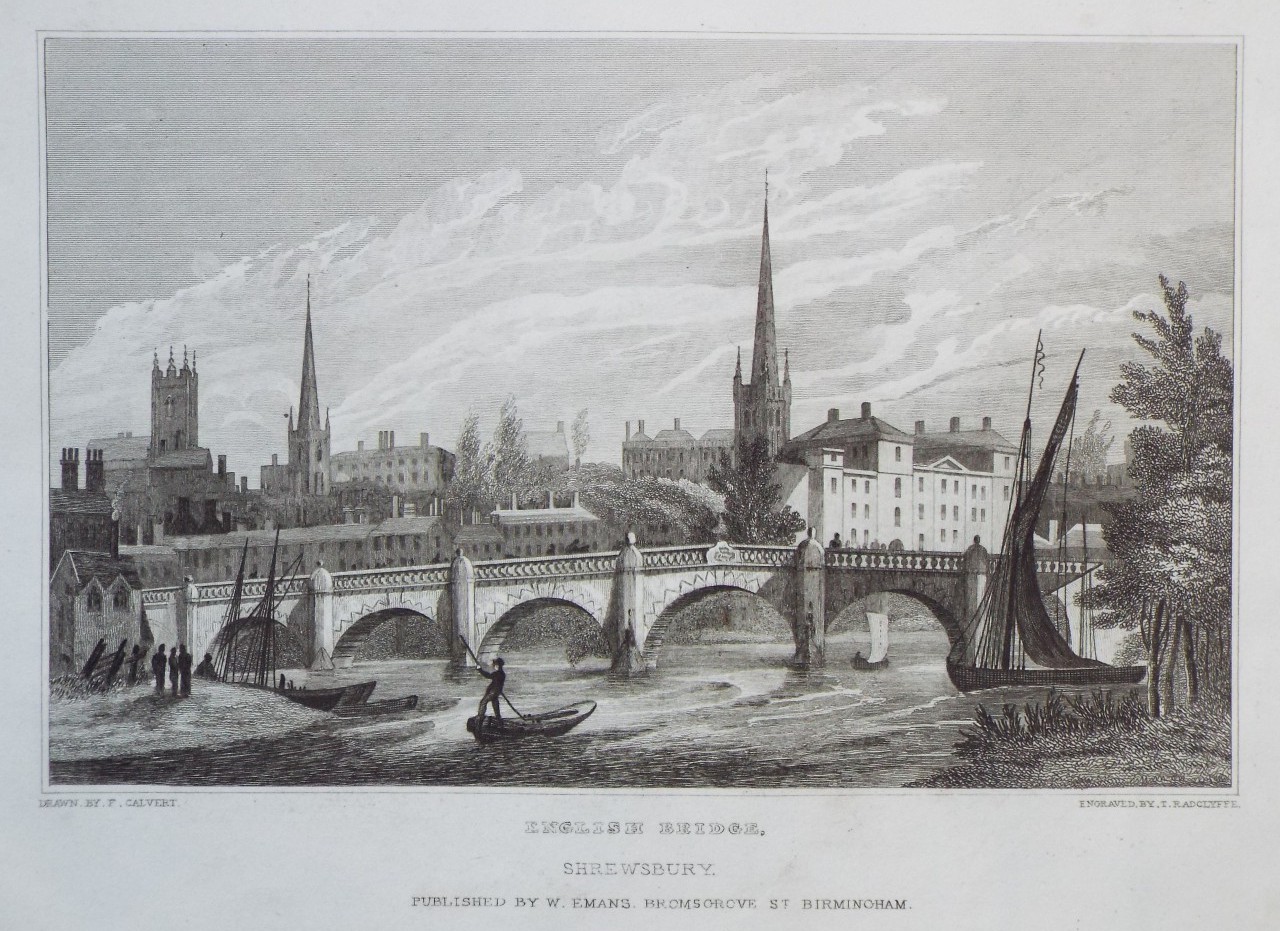 Print - English Bridge, Shrewsbury. - Radclyffe