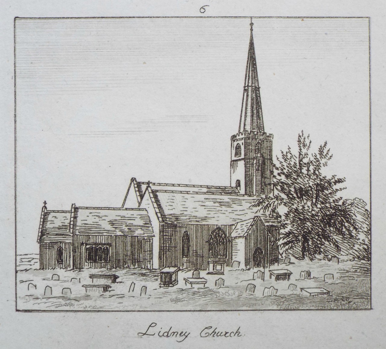 Etching with aquatint - Lidney Church