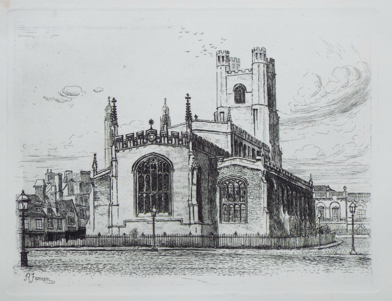 Etching - Great S. Mary's Church, from the Market Hill - Farren