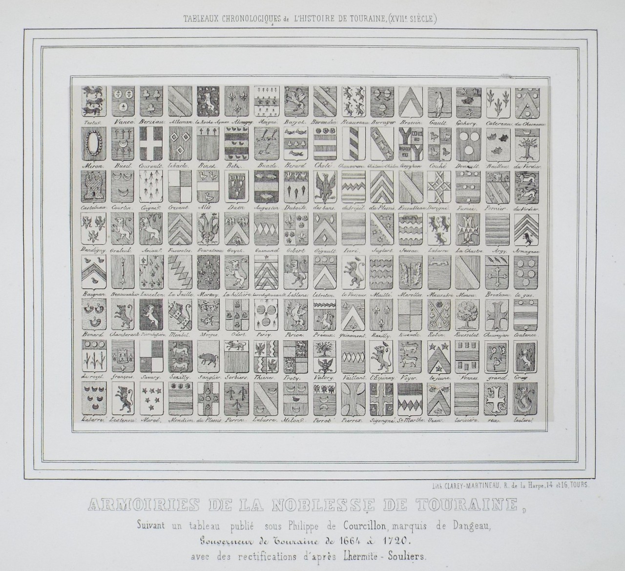 Lithograph - Armoirees de la Noblesse de Touraine
