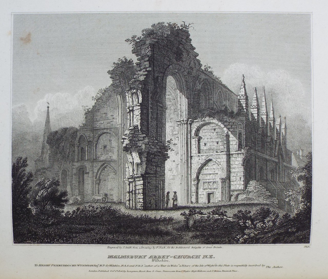 Print - Malmsbury Abbey-Church N.E. Wiltshire. - Smith