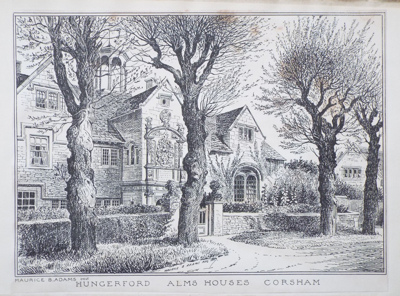 Photo-lithograph - Hungerford Alms Houses Corsham