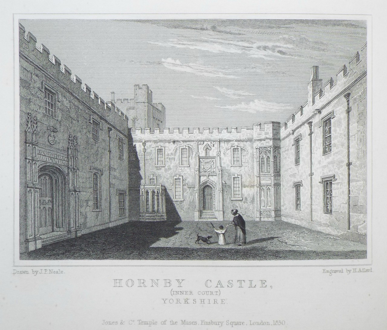 Print - Hornby Castle, (Inner Court) Yorkshire. - Adlard