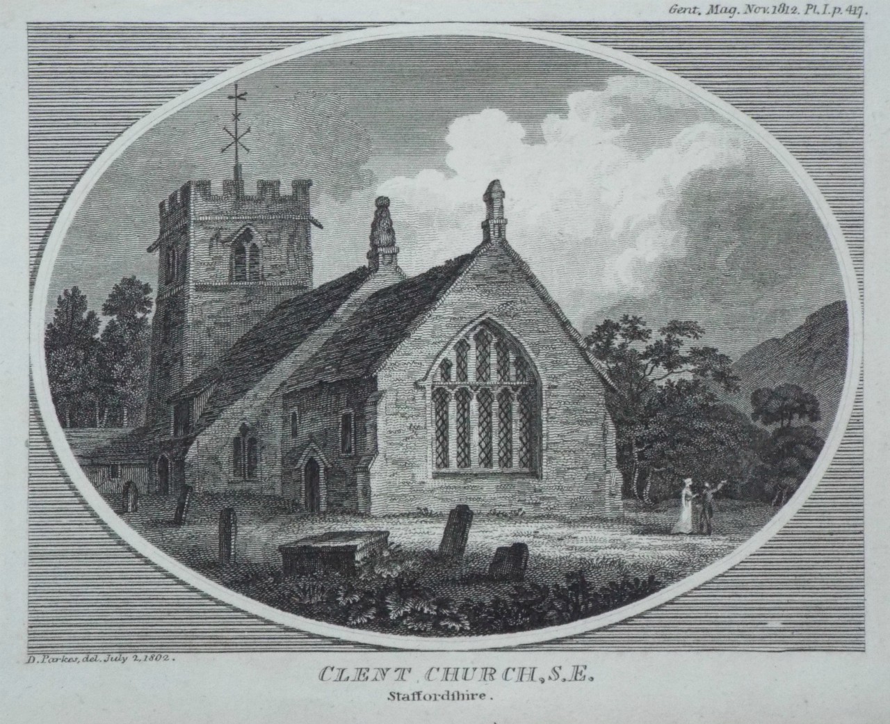 Print - Clent Church, S.E. Staffordshire.