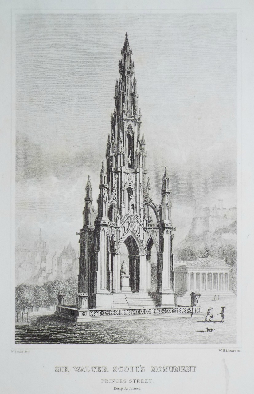 Print - Sir Walter Scott's Monument Princes Street. Kemp Architect. - Lizars