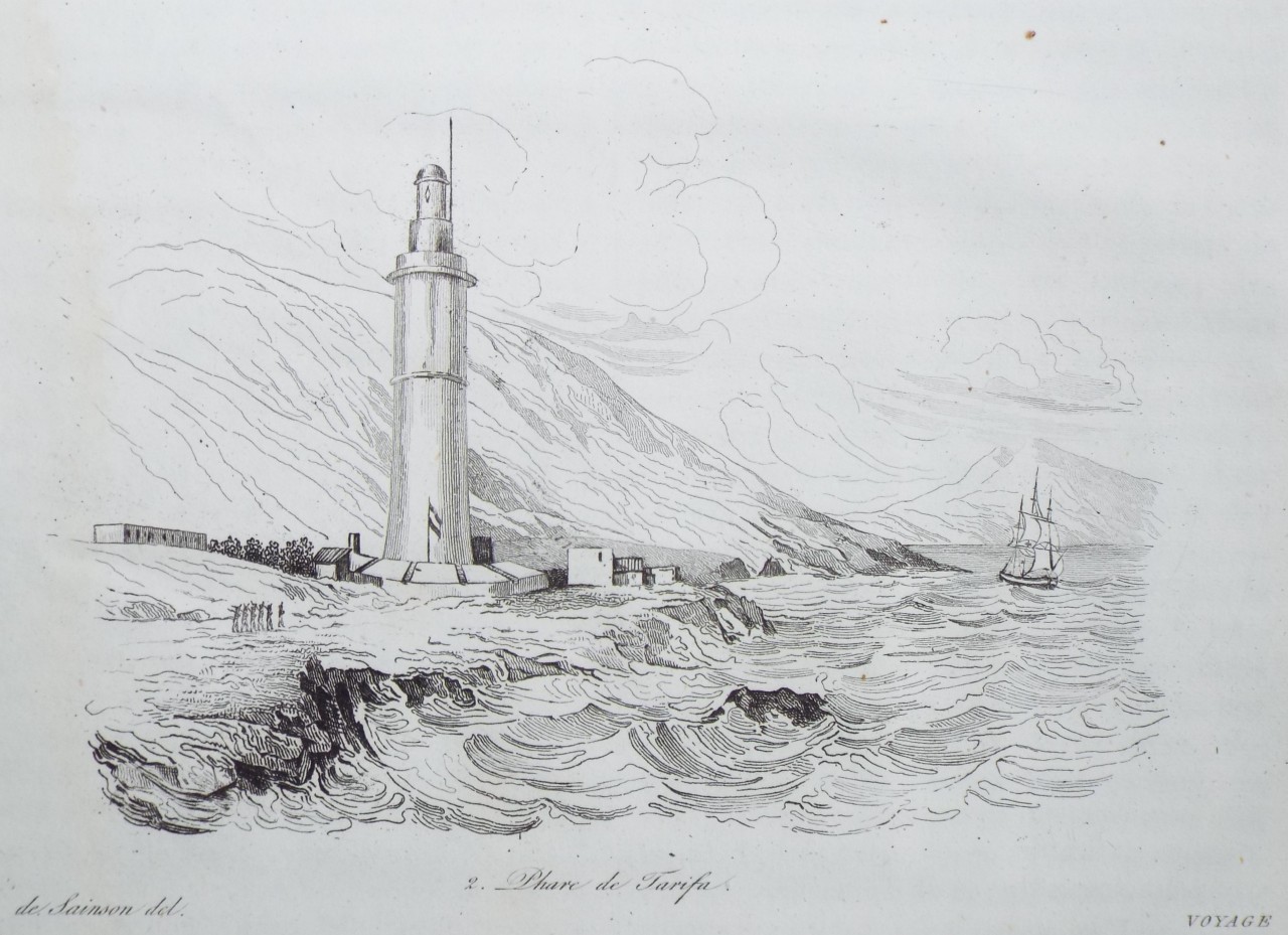 Etching - Phare de Tarifa. - Sainson