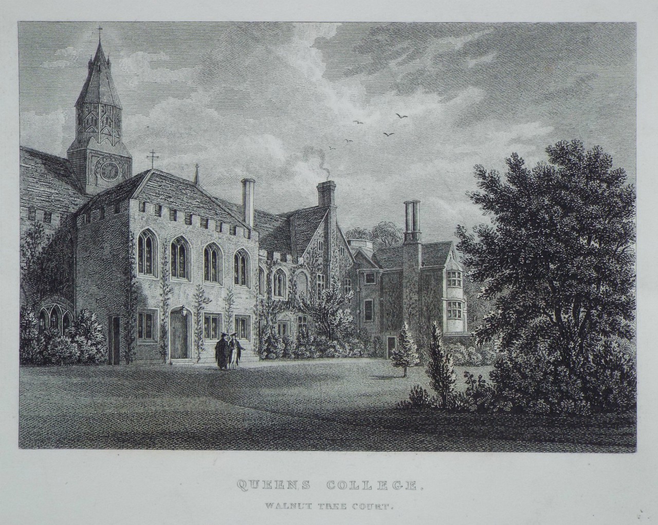 Print - Queens College. Walnut Tree Court.