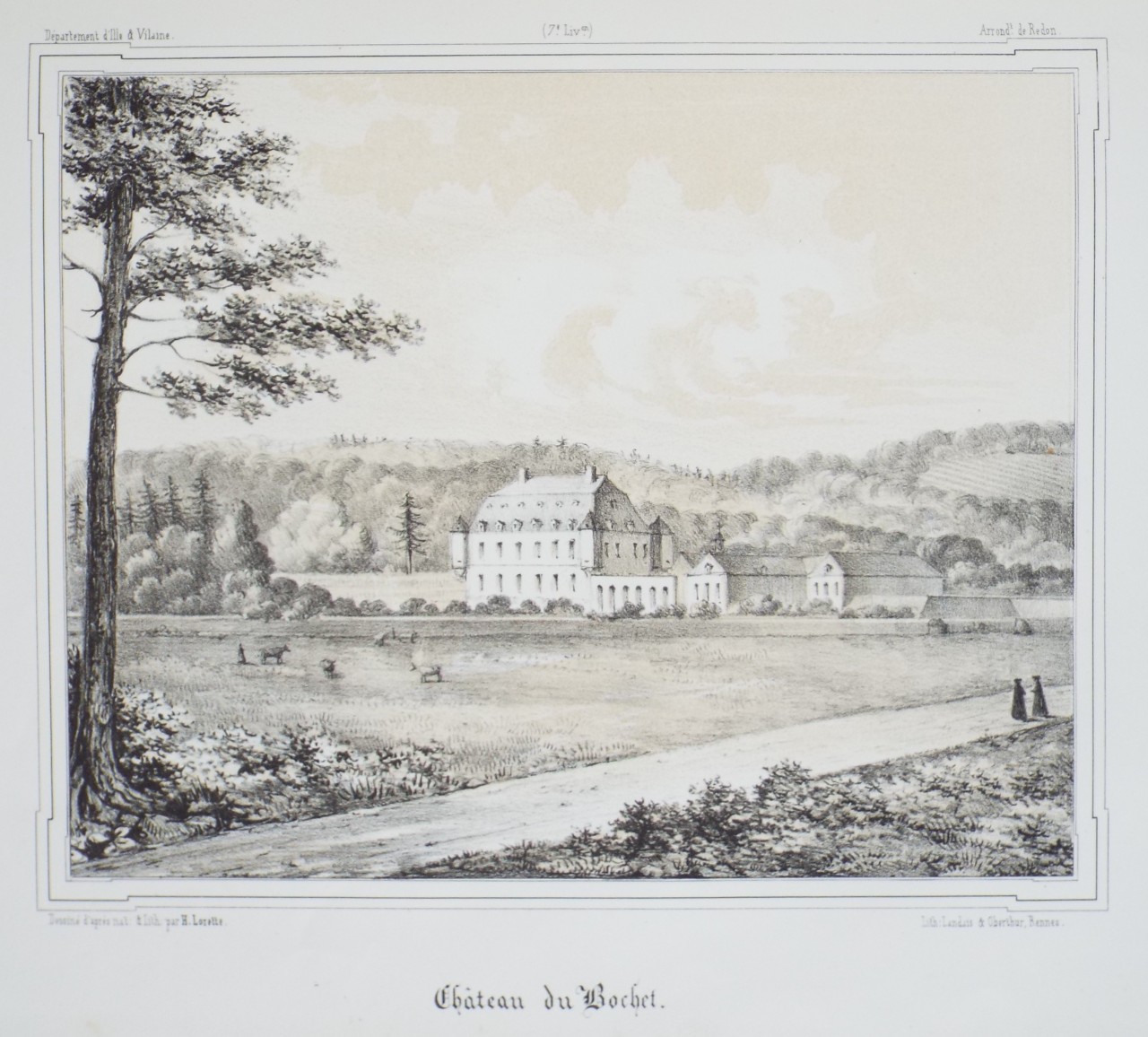 Lithograph - Chateau du Bochet. - Lorette