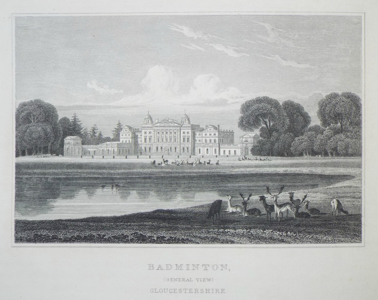 Print - Badminton, (General View) Gloucestershire. - Radclyffe