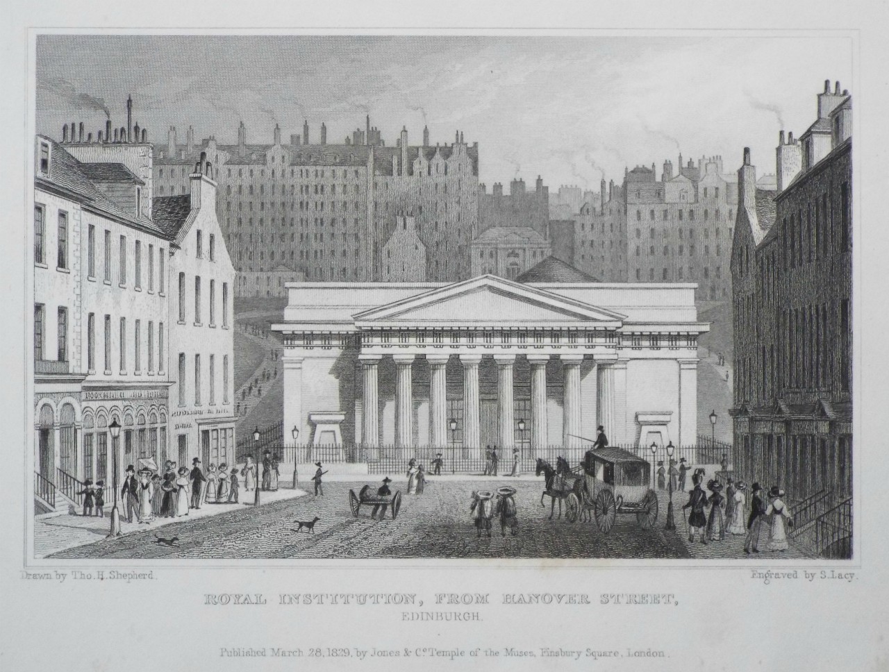 Print - Royal Institution, from Hanover Street, Edinburgh. - Lacy