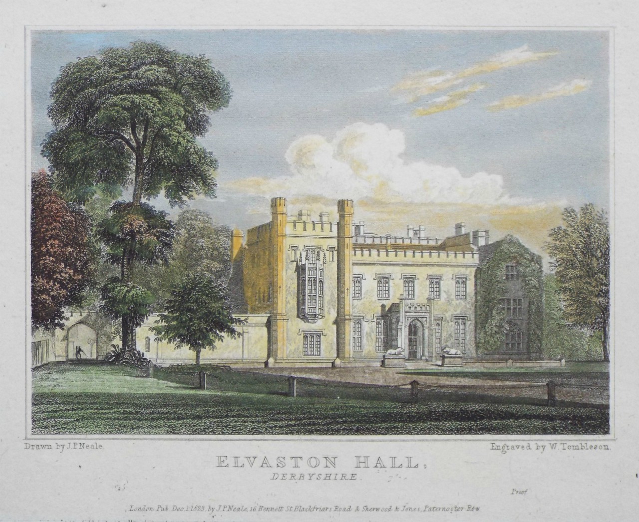 Print - Elvaston Hall, Derbyshire. - Tombleson