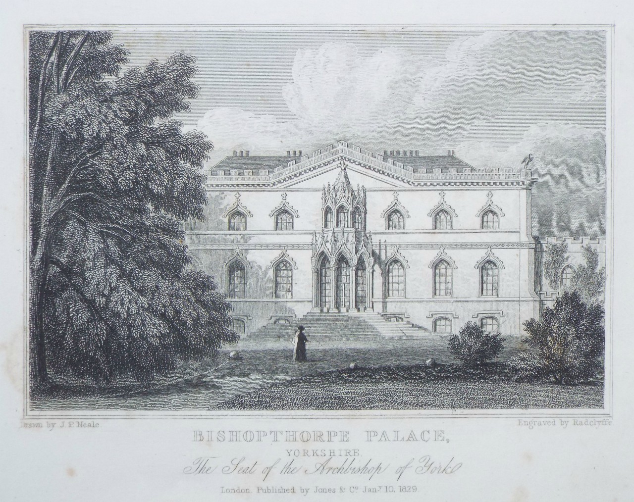 Print - Bishopthorpe Palace, Yorkshire. The Seat of the Archbishop of York. - 