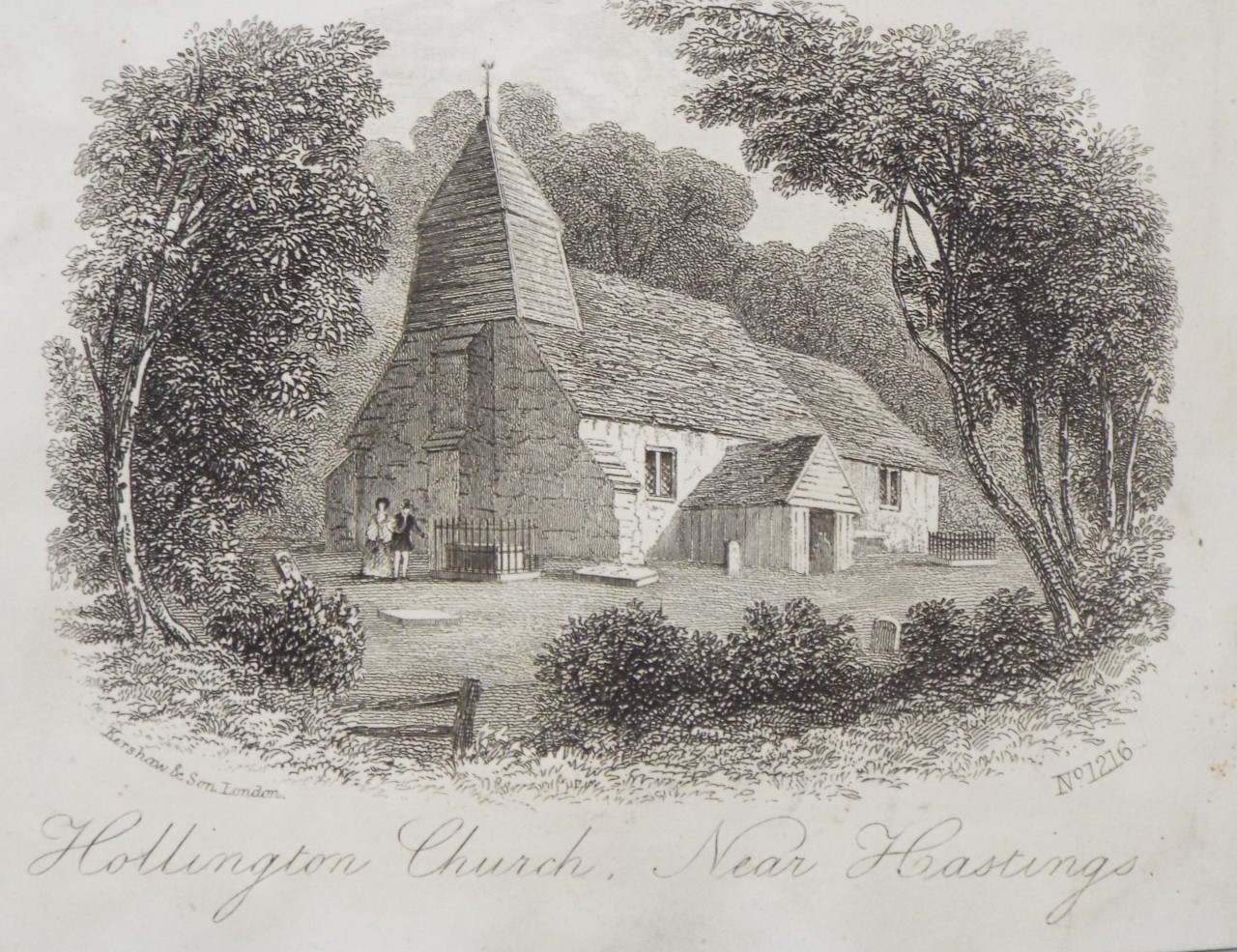 Steel Vignette - Hollington Church, Near Hastings. - Kershaw
