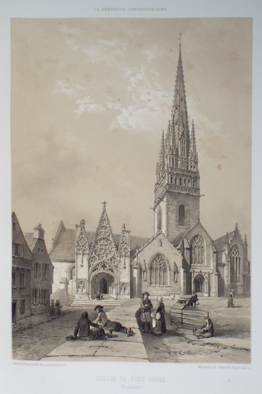 Lithograph - Eglise du Pont-Croix. (Finistere) - 