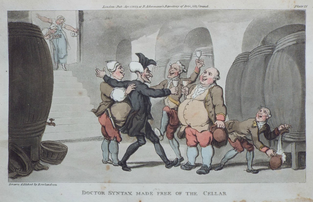 Aquatint - Doctor Syntax Made Free of the Cellar - Rowlandson