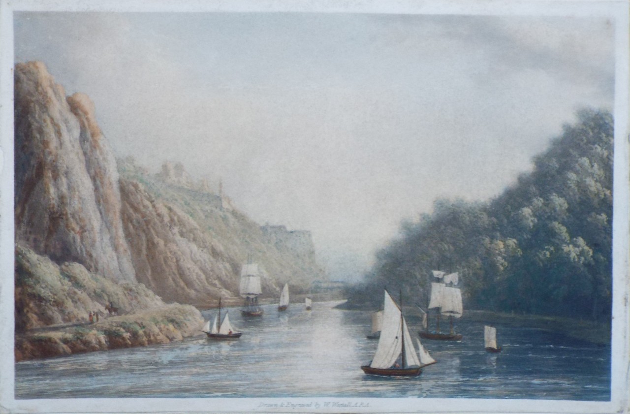 Aquatint - Bristol. From the Avon near St. Vincent's Rock looking towards Clifton - Westall