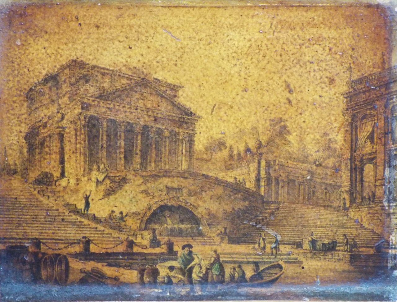 Lithograph - The Harbour of Ripetta, Rome