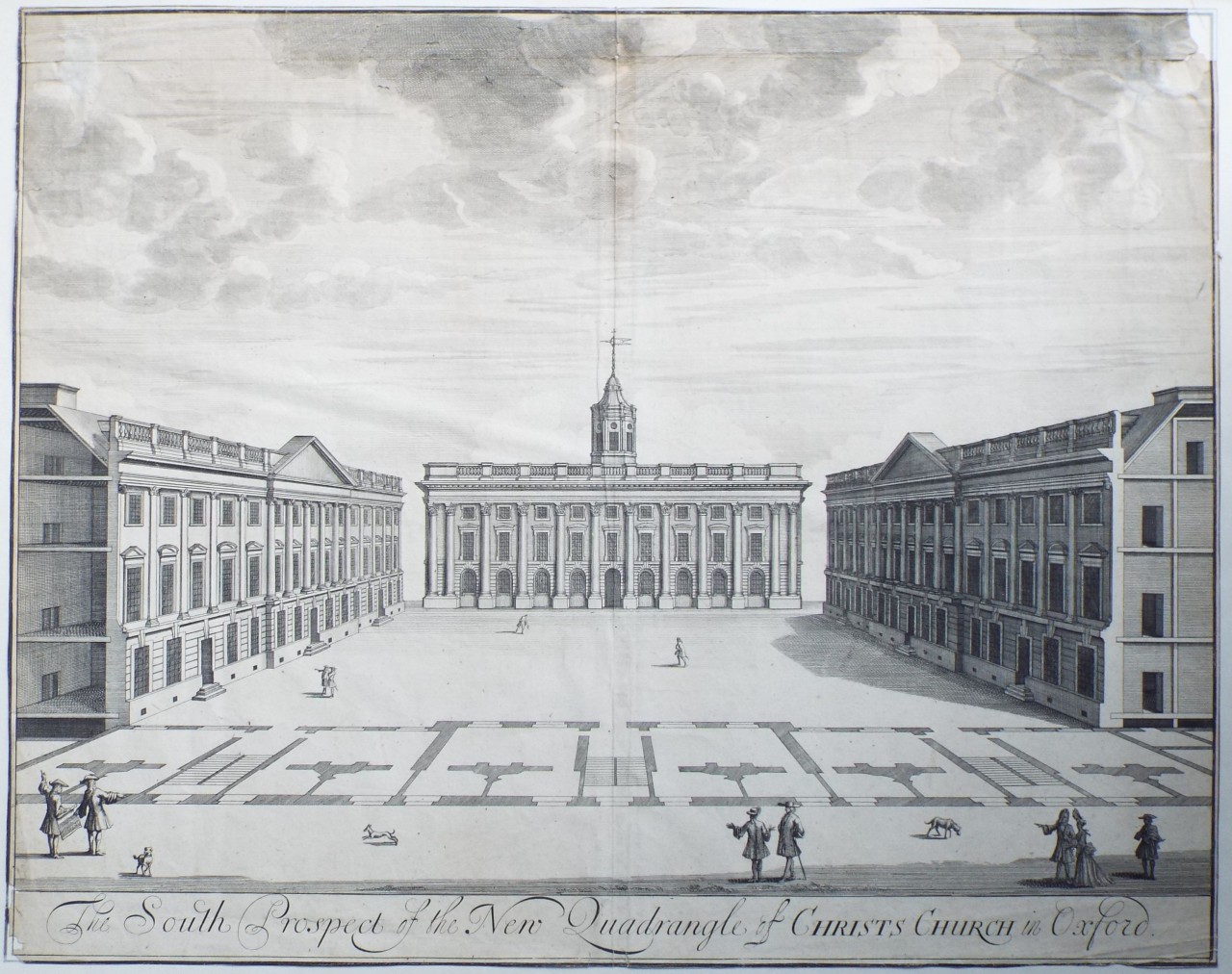 Print - The South Prospect of the New Quadrangle of Christs Church in Oxford. - Kip