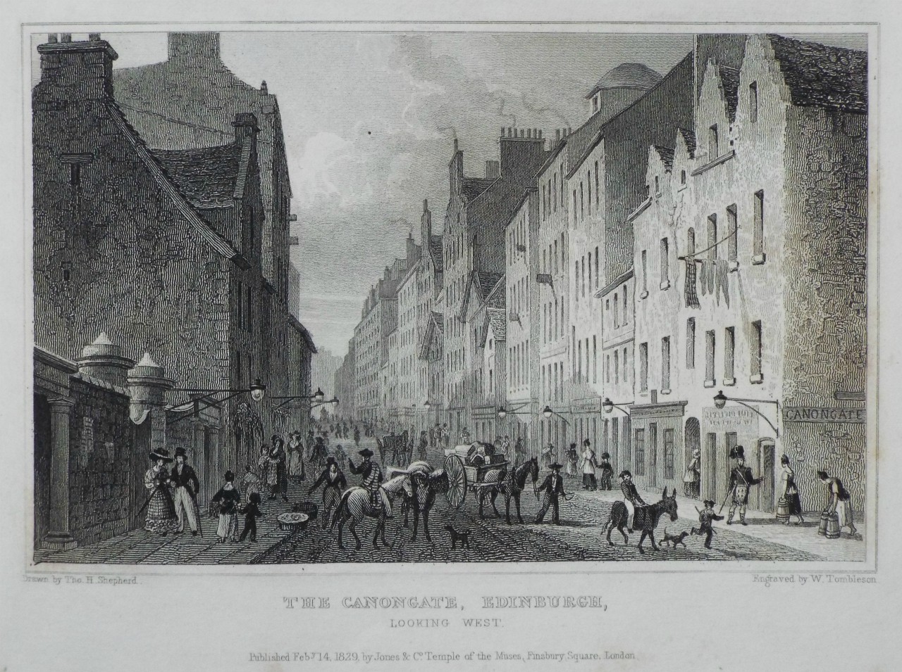 Print - The Canongate, Edinburgh, Looking West. - Tombleson