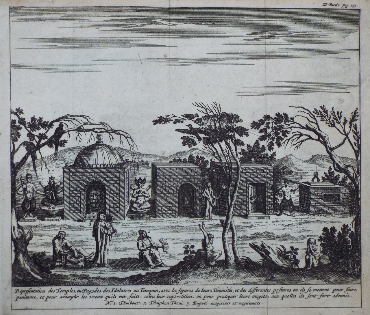 Print - Representation des Temples, ou Pagodes des Idolatres au Tunquin, ...