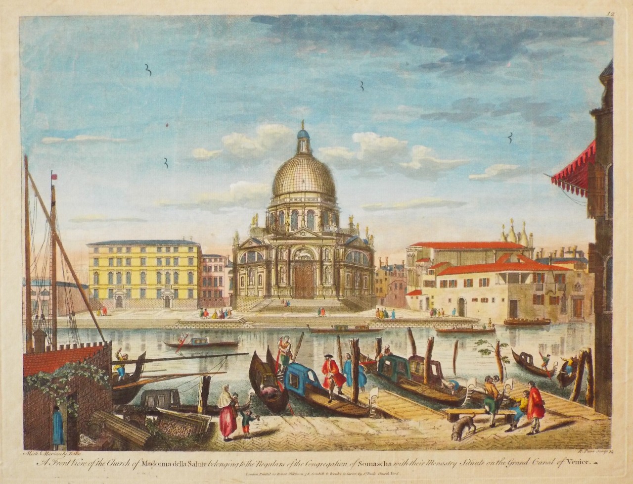 Print - A Front View of the Church of Madonna della Salute belonging to the Regulars of the Congregation of Somascha with their Monastery Situate on the Grand Canal of Venice. - Parr