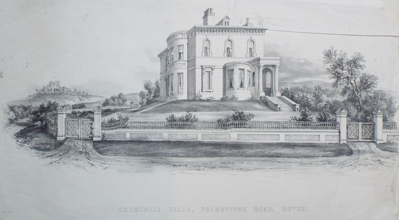 Lithograph - Churchill Villa, Folkestone Road, Dover.