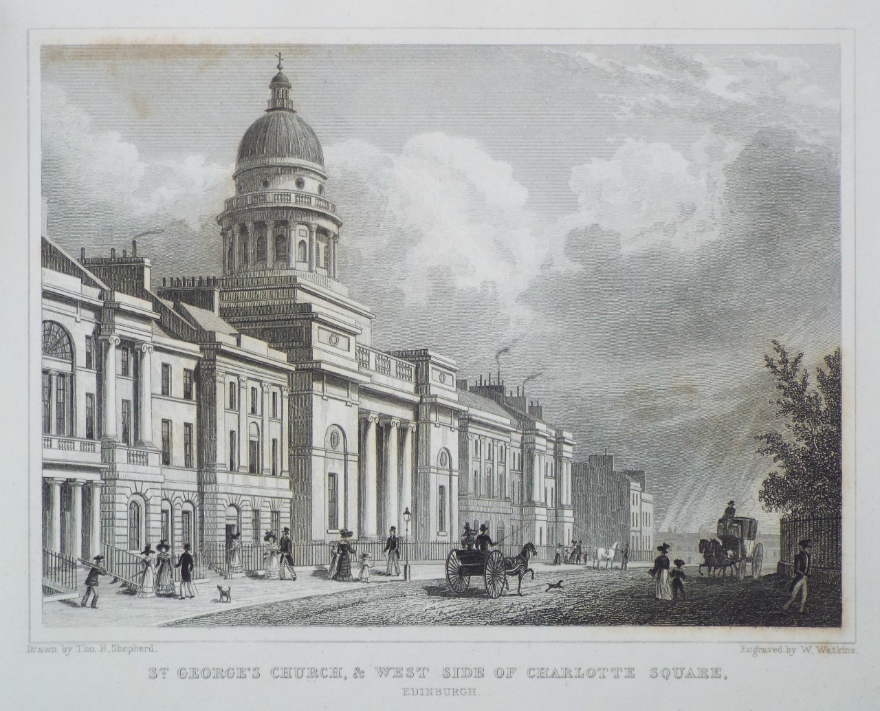 Print - St. George's Church, & West Side of Charlotte Square, Edinburgh. - Watkins