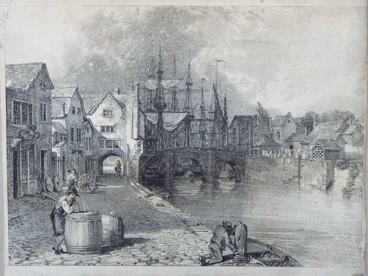 Lithograph - Bridgwater Old Bridge - Chubb