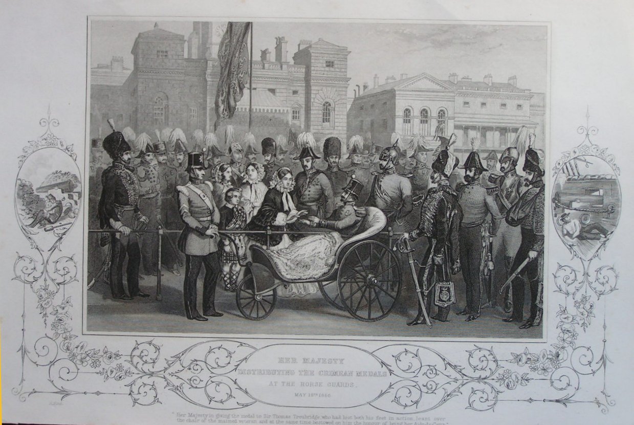 Print - Her Majesty Distributing the Crimean Medal at the Horseguards May 18th  1856