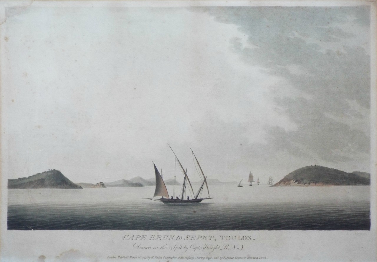 Aquatint - Cape Brun to Sepet, Toulon. Drawn on the Spot by Capt. Knight R.N. - Jukes